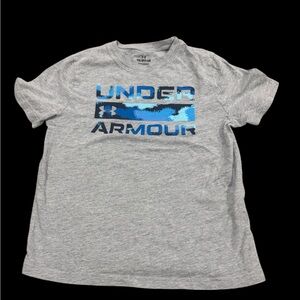 Under Armour Youth Heather Gray Tee with Blue Graphic